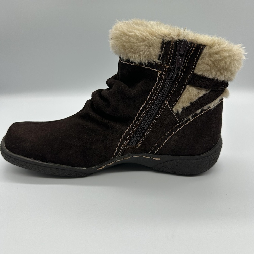 Baretraps Boots Womens Size 6 Brown Leather Faux Fur Ankle Zip Leanna Booties - Picture 6 of 12